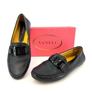 Vaneli Size 10 Aiker Black Driving Moccasins Black Glove Soft Nappa Leather